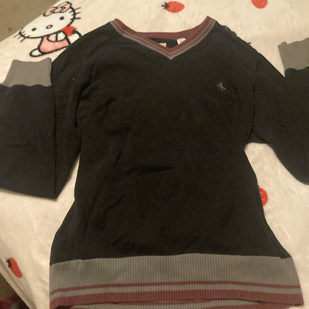Original Penguin Black and Gray V-Neck Sweater